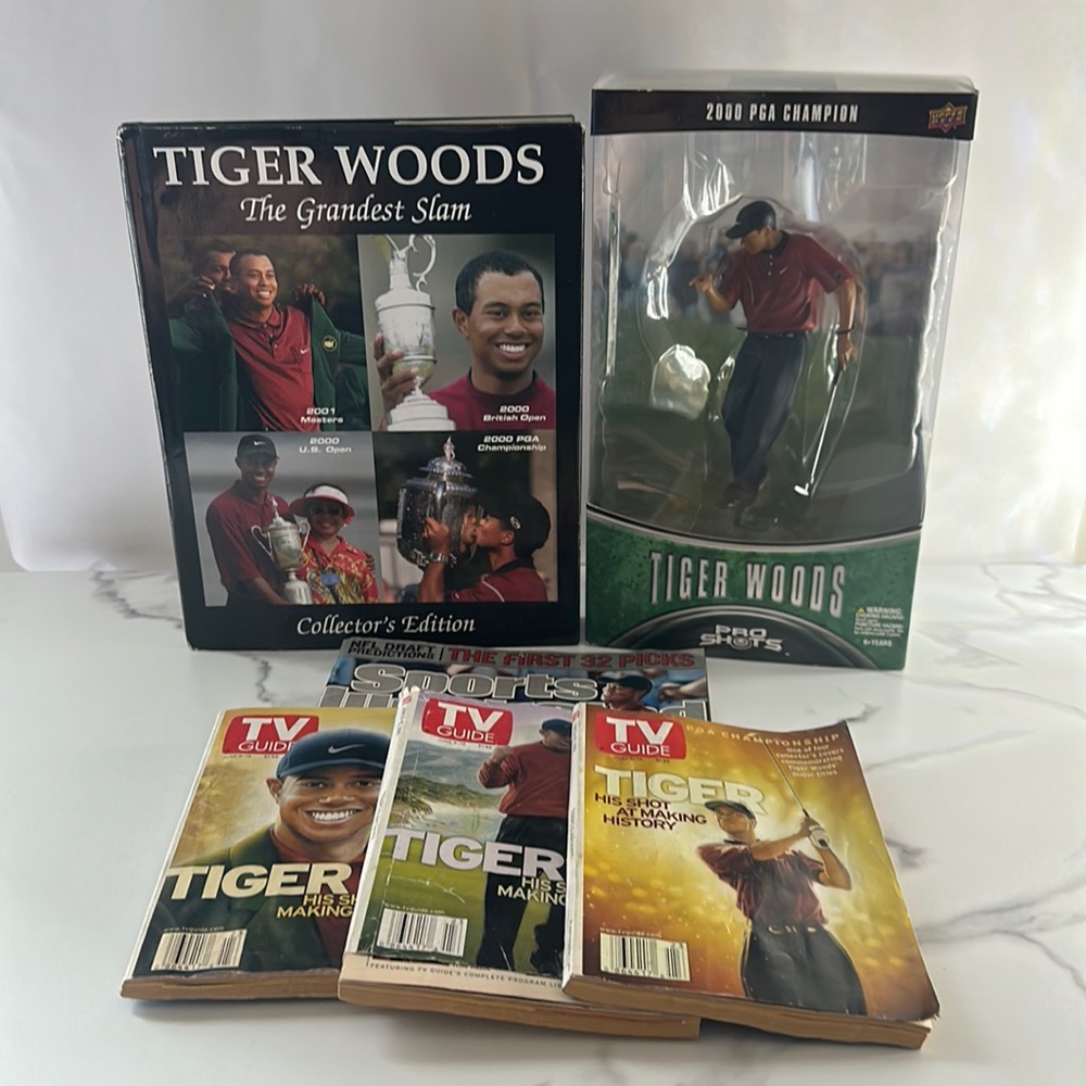 NEW- Tiger Woods figurine and other related TW items
